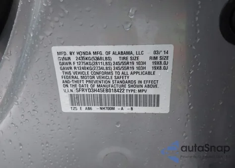 2014 Acura Mdx Technology z USA, uszkodzony, nr VIN 5FRYD3H45EB018422